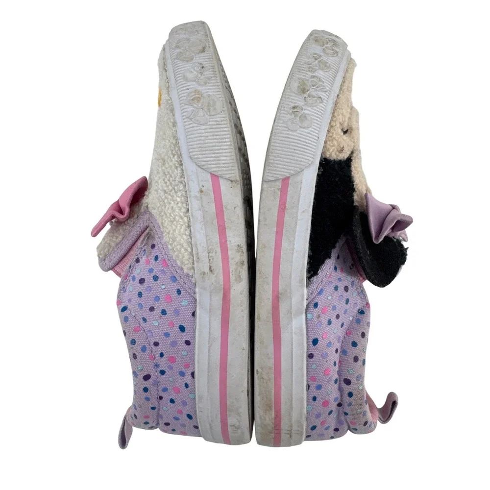 Disney Minnie Mouse Daisy Duck Kids Slip On Sneakers Size 10 Purple Polka Dot